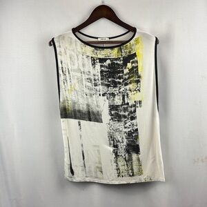 Helmut Lang Abstract Print Muscle Tee - Black, White, Yellow